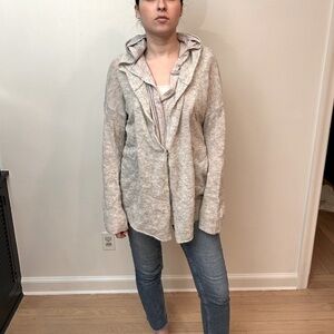 ANTHROPOLOGIE MOTH wool alpaca plend hooded boho cardigan sz L shawl